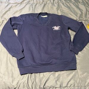 Too Cool Navy Cape Cod Massachusetts V Neck Sweatshirt Womens Size Medium